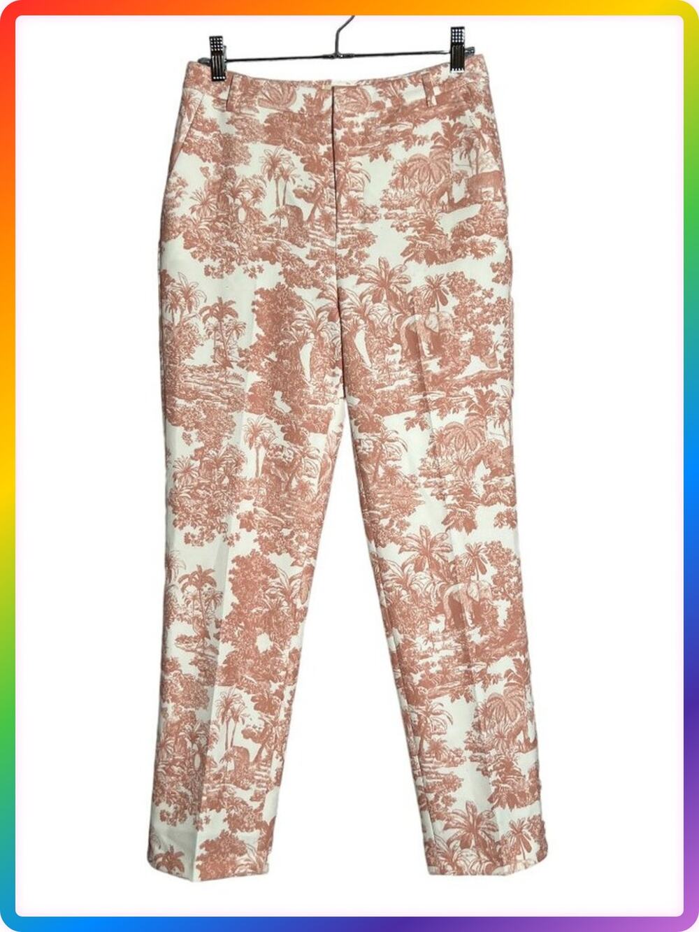 L'Agence Ludivine Slim Cropped Trouser SIZE 4 Rose Pink Floral High Rise